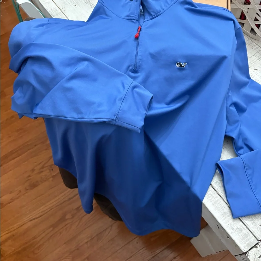 Vineyard Vines Bright Blue performance 1/4 zip Sz XL EUC